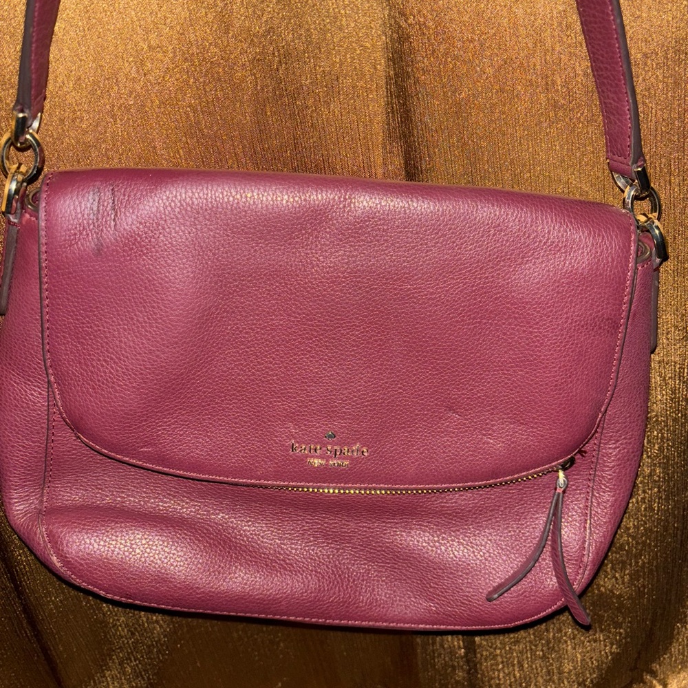 Kate Spade Purple Leather Shoulder Bag with Gold Hardware